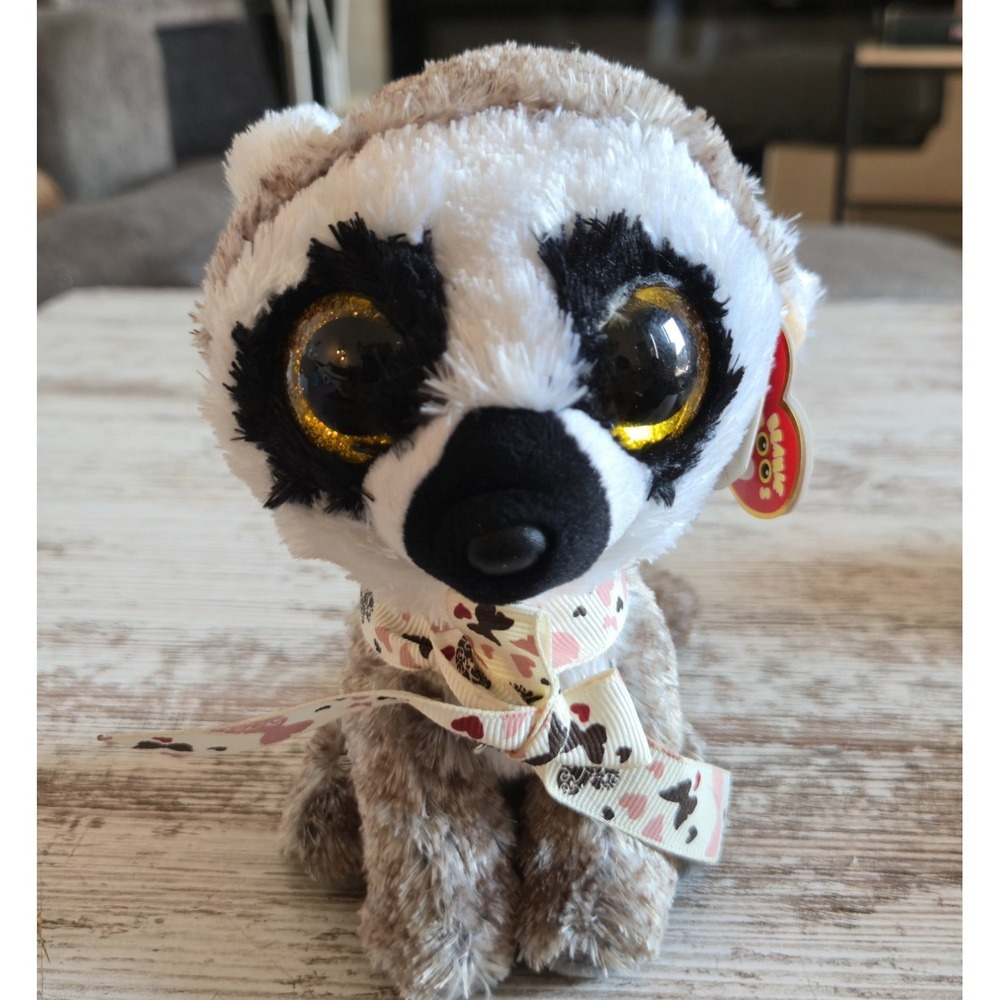 Ty Beanie Boo "Linus" Lemur Plush Stuffed Animal - October 24 Birthday - 6"